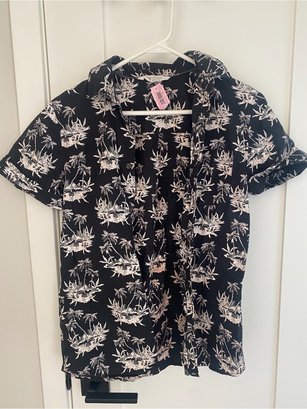 H&M Black & White Tropical Print Shirt